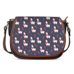 Xmas Llama Pattern Print Saddle Bag