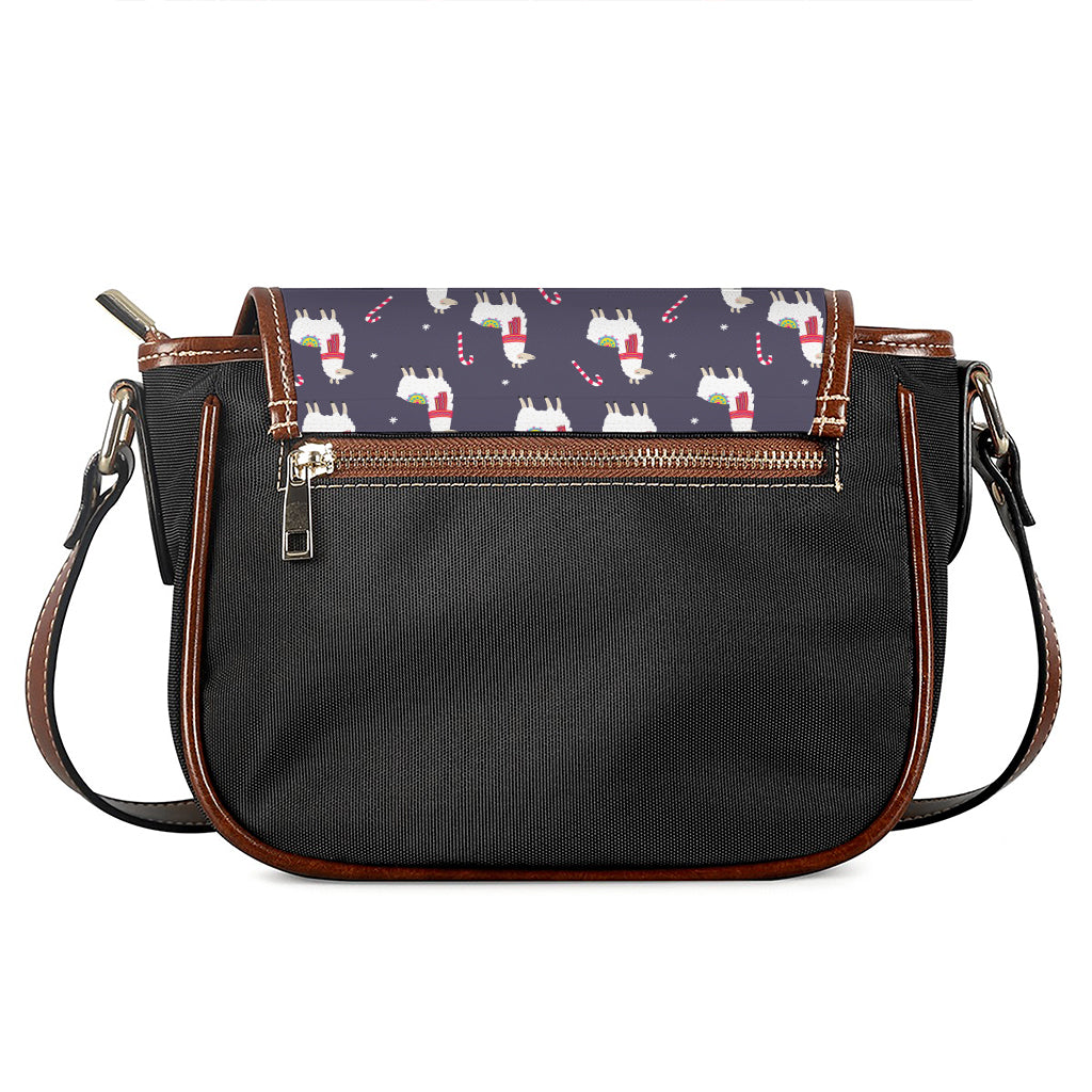 Xmas Llama Pattern Print Saddle Bag