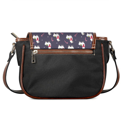 Xmas Llama Pattern Print Saddle Bag