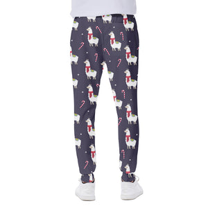 Xmas Llama Pattern Print Scuba Joggers