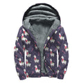 Xmas Llama Pattern Print Sherpa Lined Zip Up Hoodie