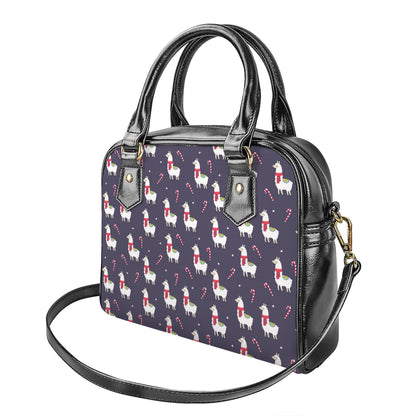 Xmas Llama Pattern Print Shoulder Handbag