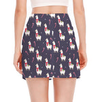Xmas Llama Pattern Print Side Slit Mini Skirt