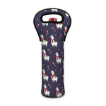 Xmas Llama Pattern Print Single Neoprene Wine Tote