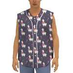 Xmas Llama Pattern Print Sleeveless Baseball Jersey