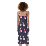 Xmas Llama Pattern Print Slim Fit Midi Cami Dress