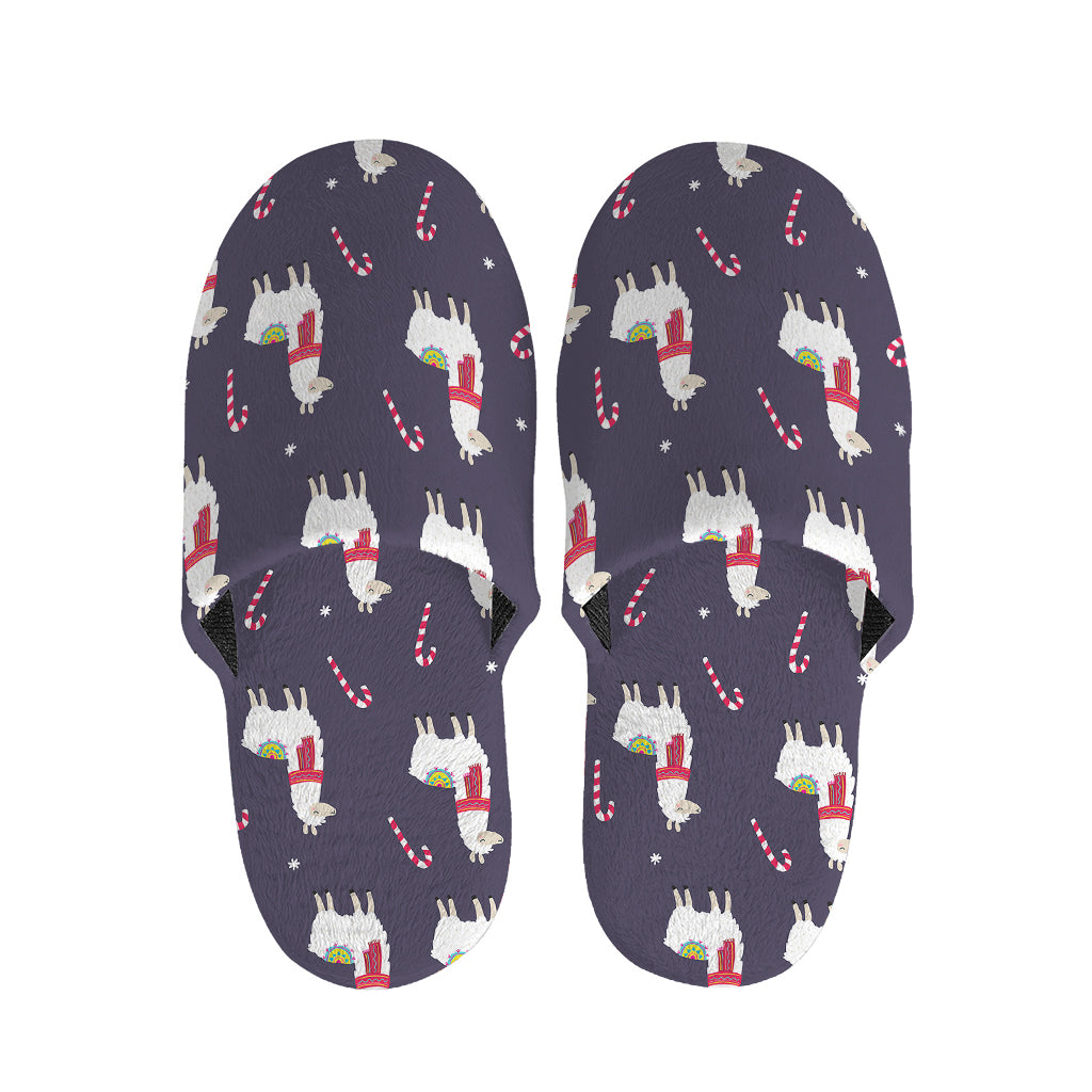 Xmas Llama Pattern Print Slippers