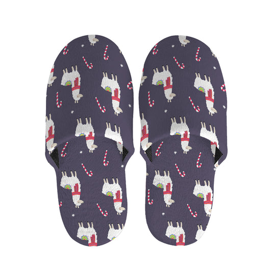 Xmas Llama Pattern Print Slippers