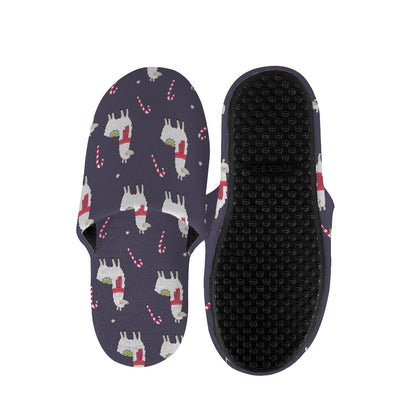 Xmas Llama Pattern Print Slippers