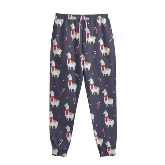 Xmas Llama Pattern Print Sweatpants
