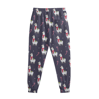 Xmas Llama Pattern Print Sweatpants