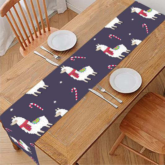 Xmas Llama Pattern Print Table Runner