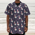 Xmas Llama Pattern Print Textured Short Sleeve Shirt