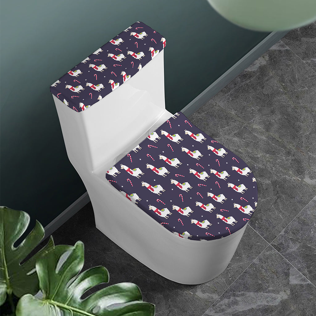 Xmas Llama Pattern Print Toilet Lid And Tank Cover Set