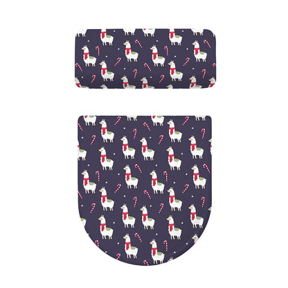 Xmas Llama Pattern Print Toilet Lid And Tank Cover Set