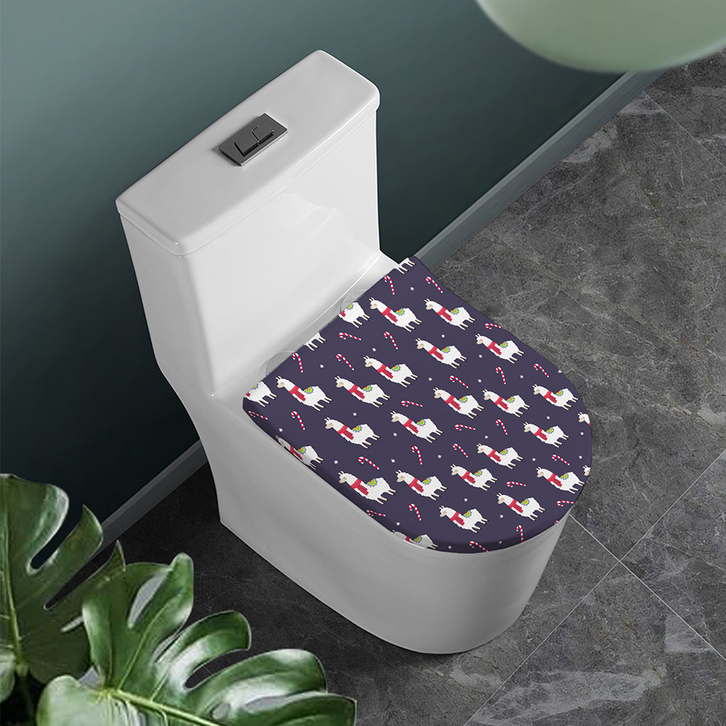 Xmas Llama Pattern Print Toilet Lid Cover