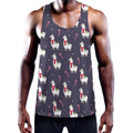 Xmas Llama Pattern Print Men's Workout Tank Top