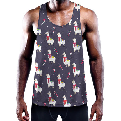 Xmas Llama Pattern Print Training Tank Top