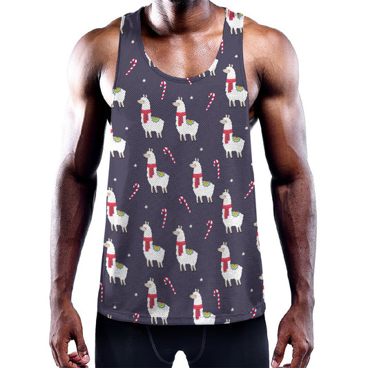 Xmas Llama Pattern Print Training Tank Top