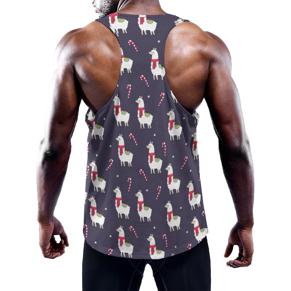 Xmas Llama Pattern Print Training Tank Top