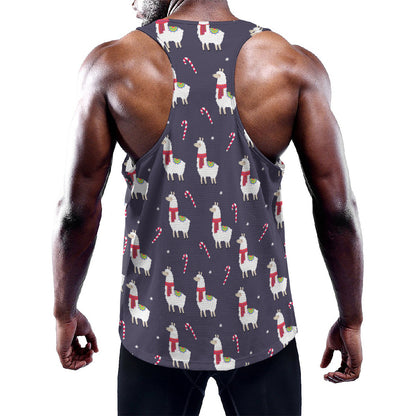 Xmas Llama Pattern Print Training Tank Top