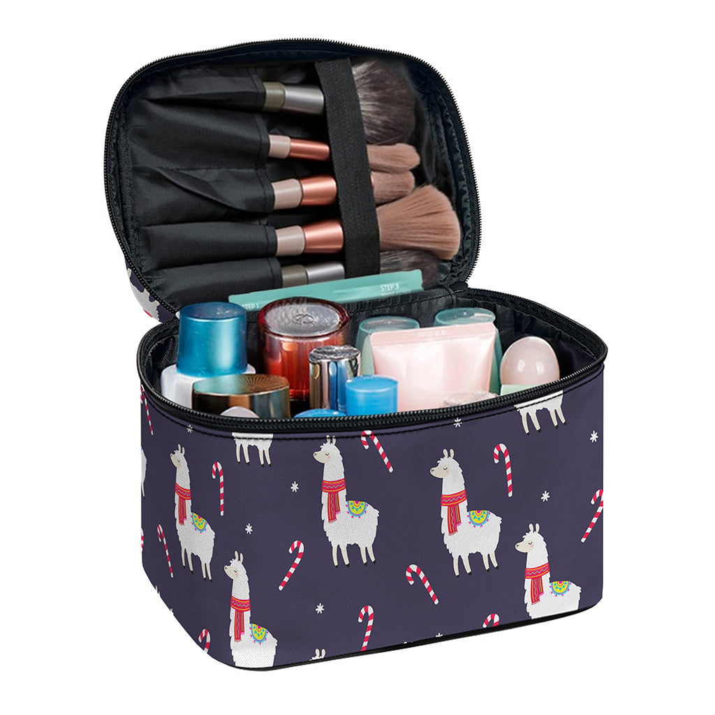Xmas Llama Pattern Print Travel Makeup Bag