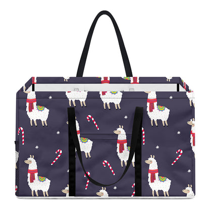 Xmas Llama Pattern Print Utility Tote Bag