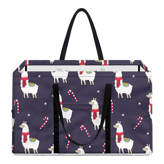 Xmas Llama Pattern Print Utility Tote Bag