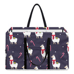 Xmas Llama Pattern Print Utility Tote Bag