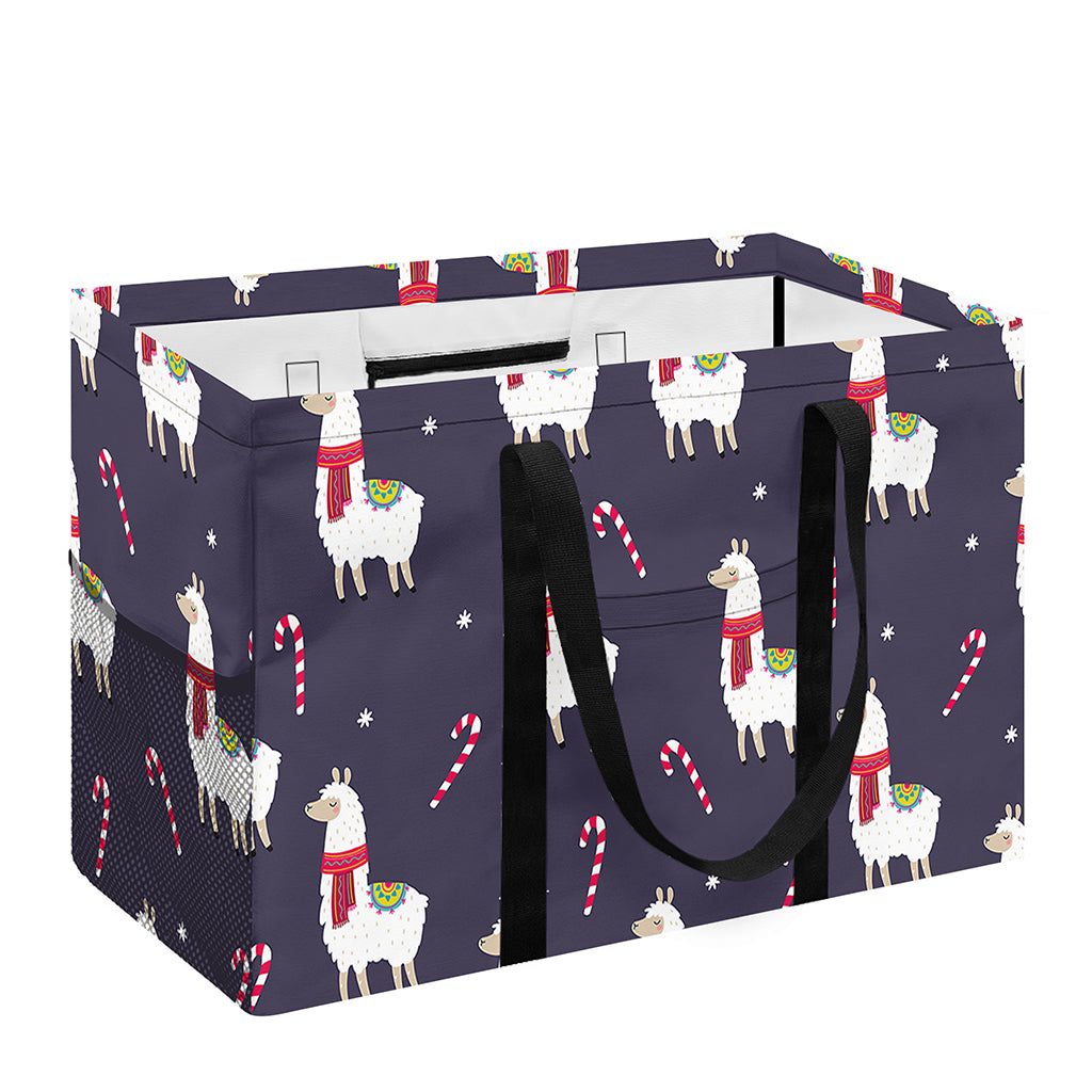 Xmas Llama Pattern Print Utility Tote Bag