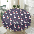 Xmas Llama Pattern Print Waterproof Round Tablecloth