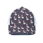 Xmas Llama Pattern Print White Mesh Trucker Cap