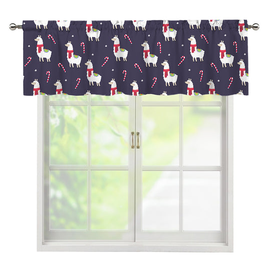 Xmas Llama Pattern Print Window Valance