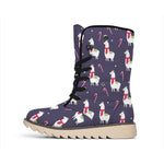 Xmas Llama Pattern Print Winter Boots