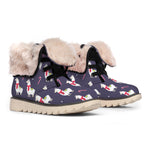 Xmas Llama Pattern Print Winter Boots
