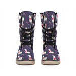 Xmas Llama Pattern Print Winter Boots