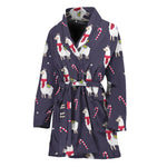 Xmas Llama Pattern Print Women's Bathrobe