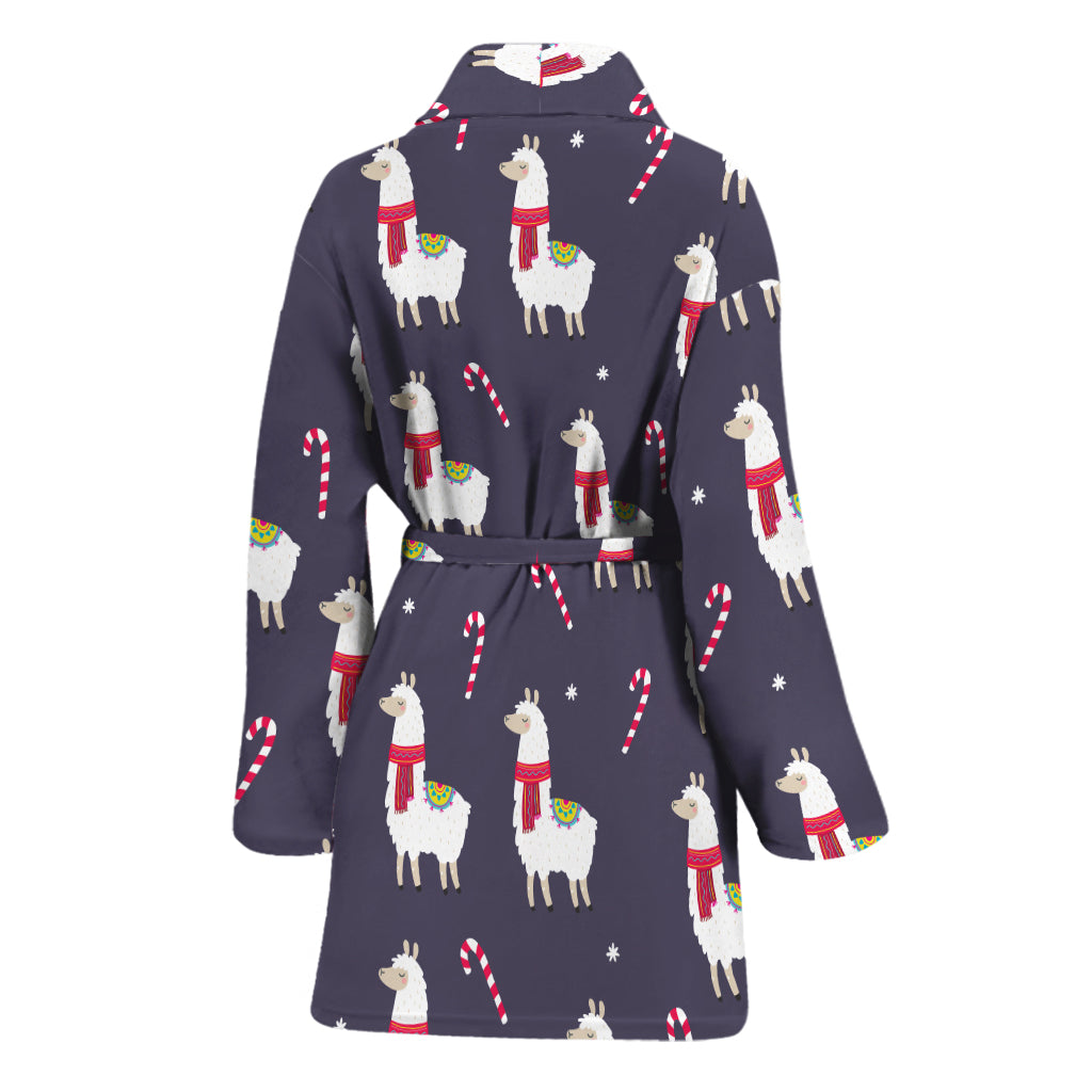 Xmas Llama Pattern Print Women's Bathrobe