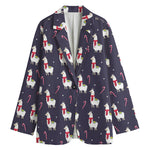 Xmas Llama Pattern Print Women's Blazer