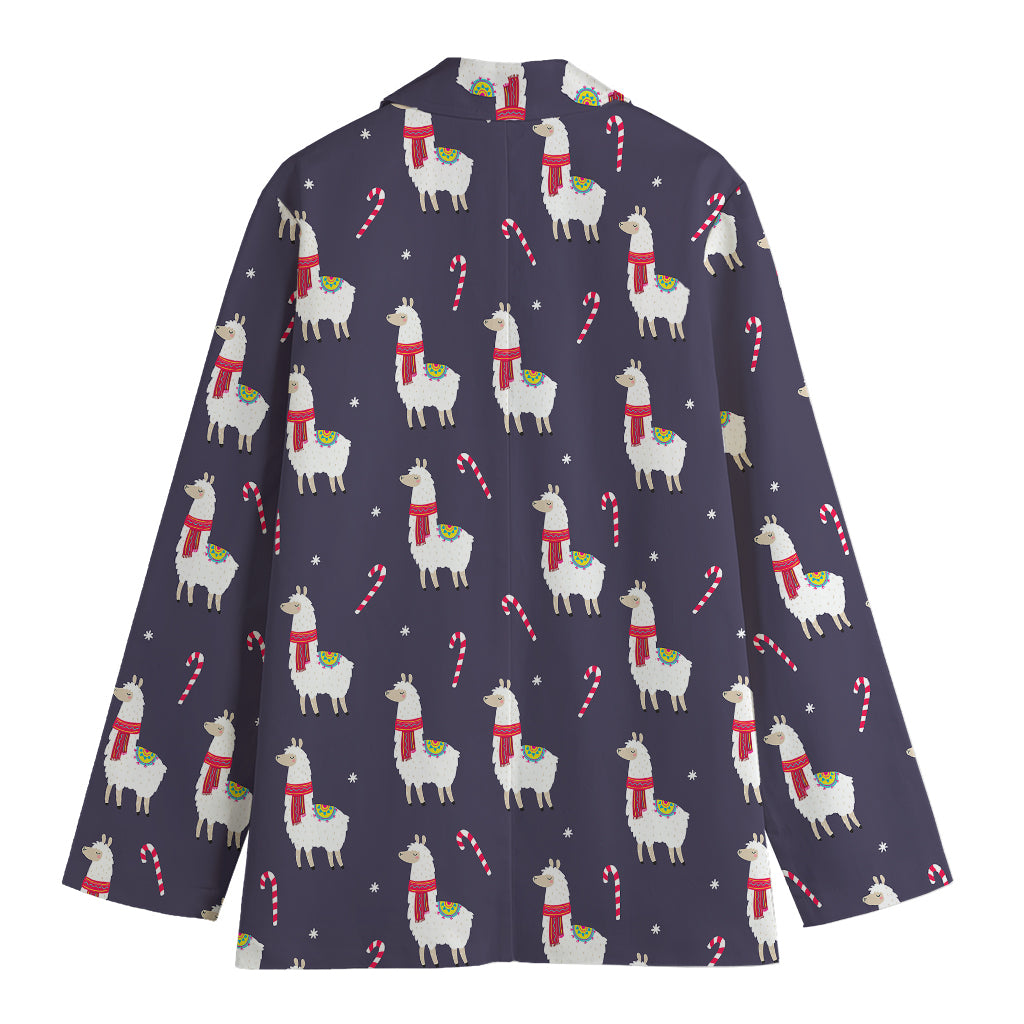 Xmas Llama Pattern Print Women's Blazer