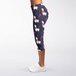 Xmas Llama Pattern Print Women's Capri Leggings