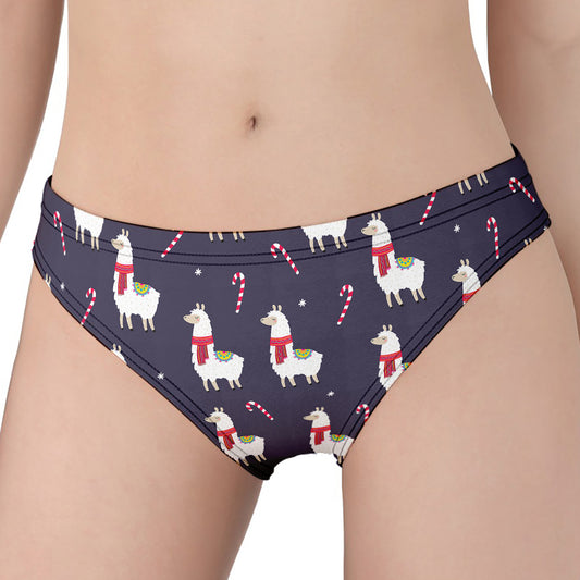 Xmas Llama Pattern Print Women's Panties