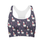 Xmas Llama Pattern Print Women's Sports Bra