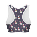 Xmas Llama Pattern Print Women's Sports Bra