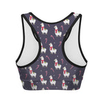 Xmas Llama Pattern Print Women's Sports Bra