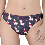 Xmas Llama Pattern Print Women's Thong