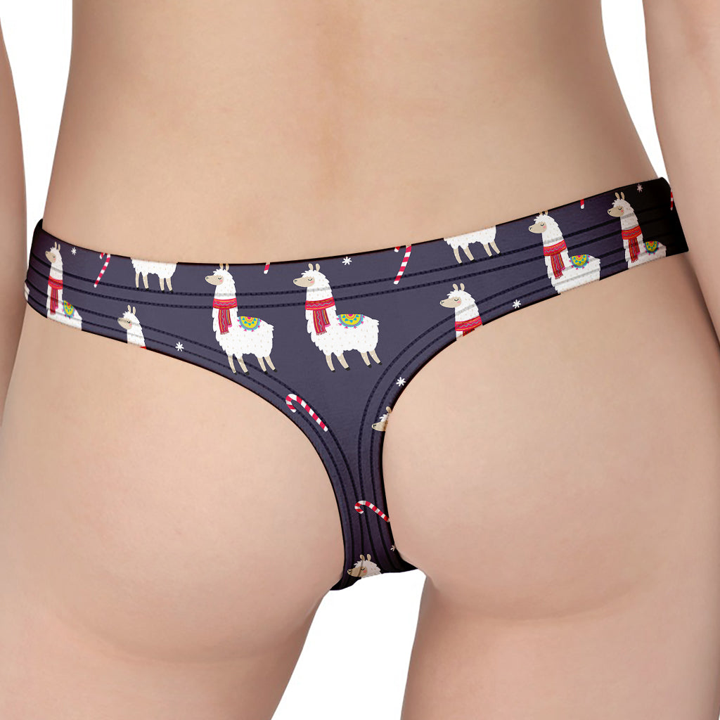 Xmas Llama Pattern Print Women's Thong