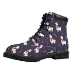 Xmas Llama Pattern Print Work Boots