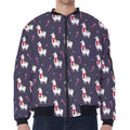 Xmas Llama Pattern Print Zip Sleeve Bomber Jacket