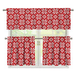 Xmas Nordic Knitted Pattern Print 3 Piece Kitchen Curtains